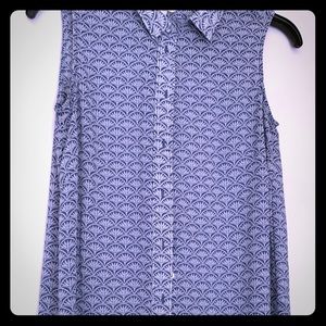 Blue design sleeveless blouse